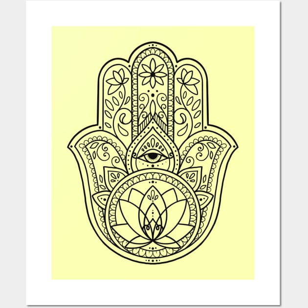Hamsa Hand and Lotus Flower by Lorna Laine Wall Art by Lorna Laine